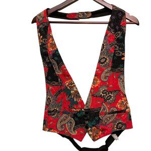 Bracci by Elite Vintage Red Multicolored pastel, Adjustable Italian Vest S/M